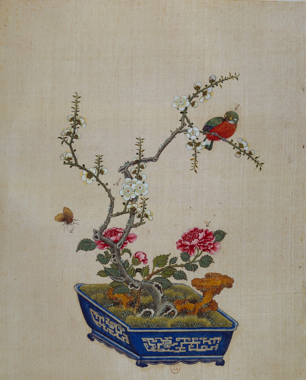 Chinese kunst: bloemen en vogels (bonsai) door School Chinese