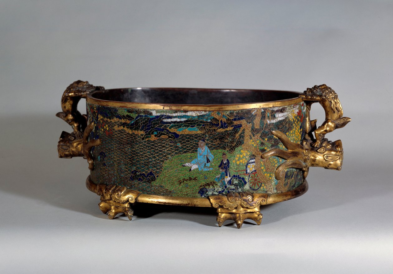 Chinese kunst: pot cache in cloisonné email. 16e eeuw Parijs, decoratieve kunsten door School Chinese