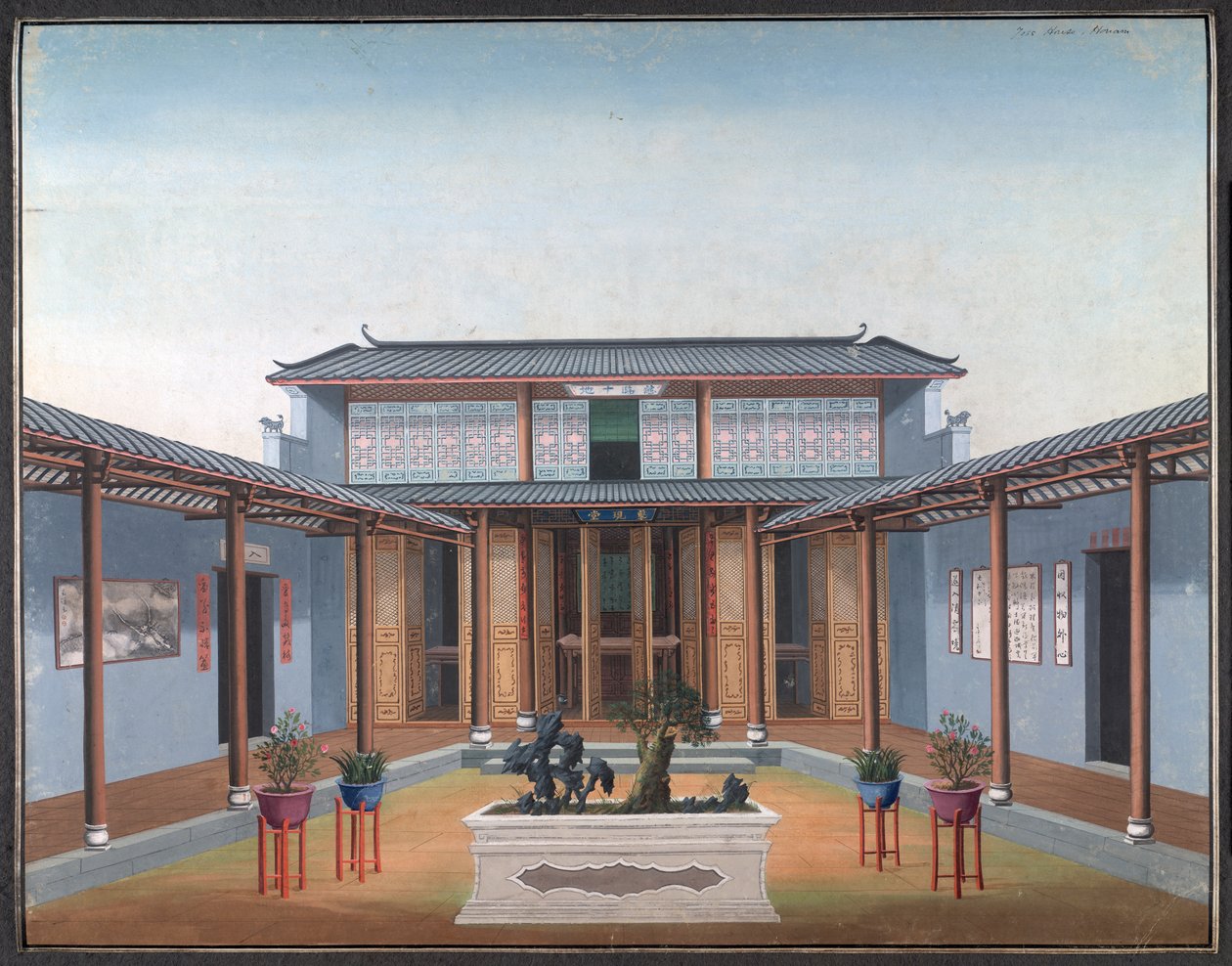 Honam Tempel - Binnenplaats met Woonkwartieren door School Chinese