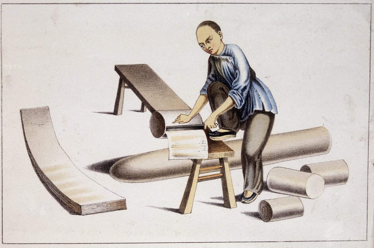 Hoe de substantie van Chinees papier te snijden (volgens een Chinese tekening) - begin 19e eeuw door School Chinese