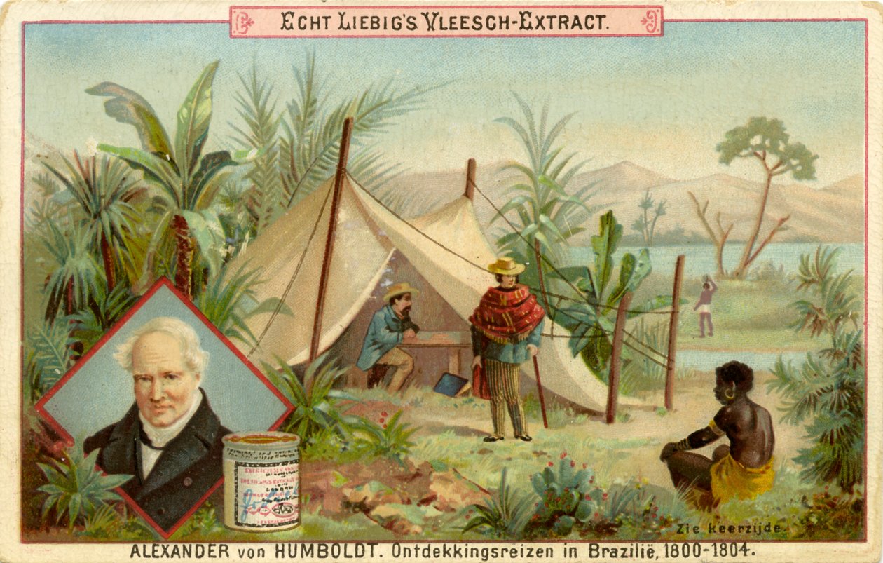 Ontdekkingsexpeditie van Alexander von Humboldt, Liebig Kaart (prent) door School Dutch