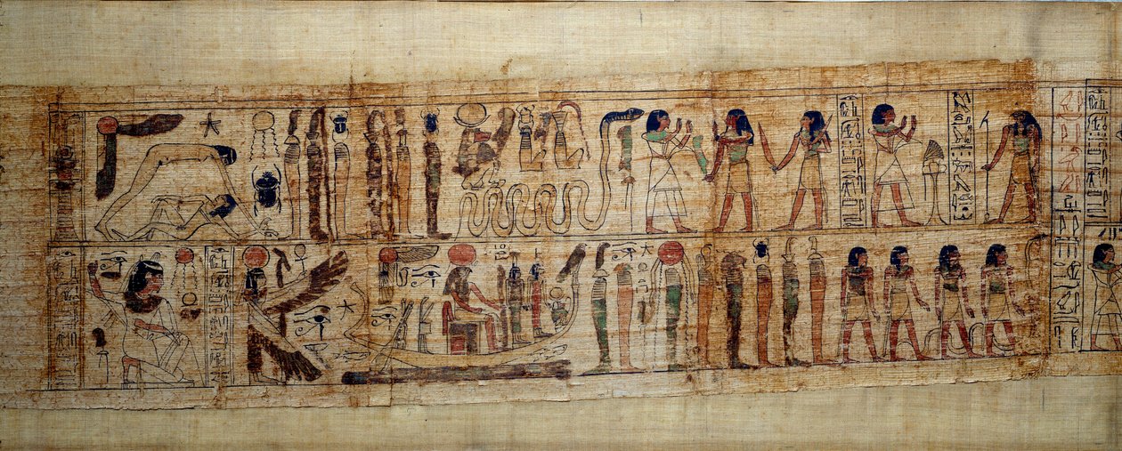 Oude Egyptische Kunst Mythologische Papyrus van Serimen door School Egyptian
