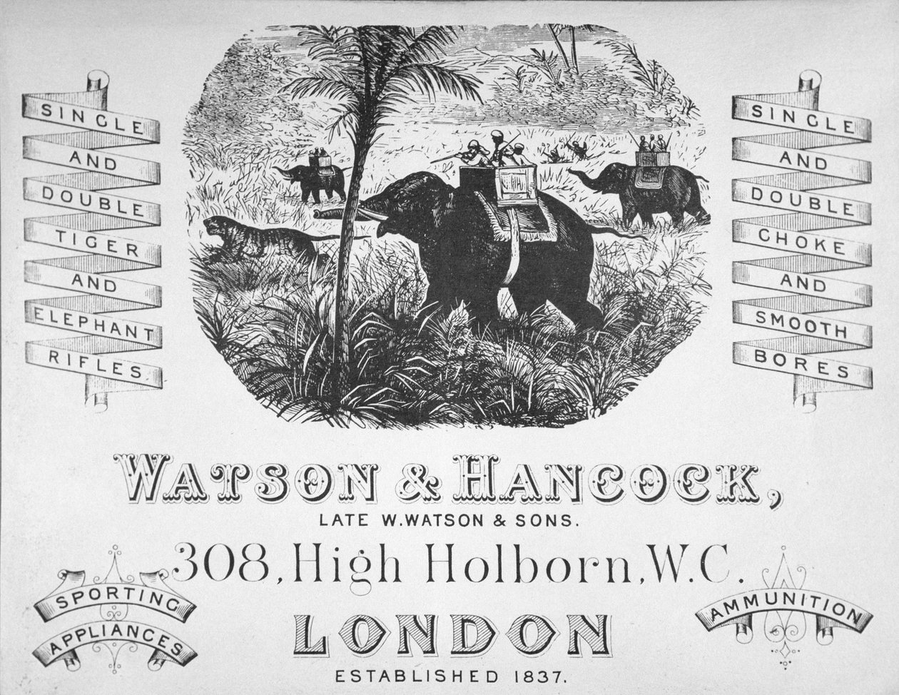 Advertentie voor Watson & Hancock geweermakers, ca. 1900 door School English