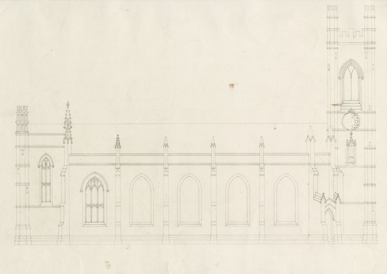 Burton-upon-Trent - Heilige Drie-eenheid Kerk: tekening door School English