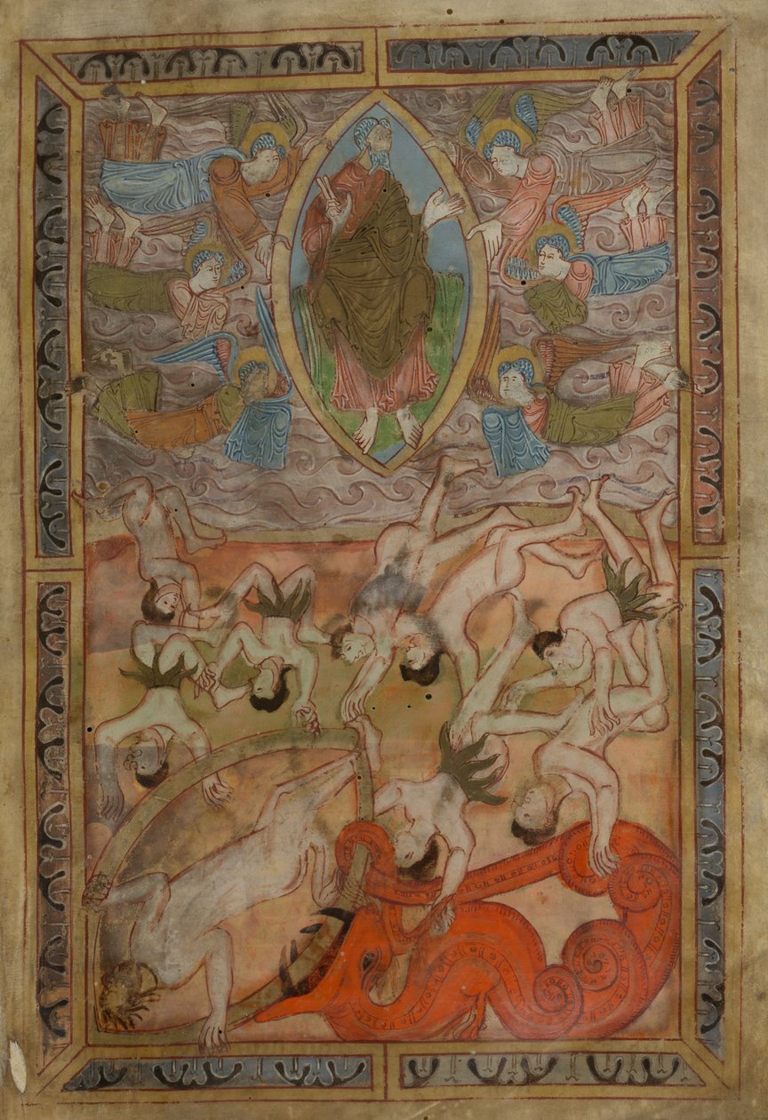 Genesis, Oud-Engelse Hexateuch, Cotton MS Claudius B IV f.2r, ca. 1025-1200 (inkt op perkament) door School English