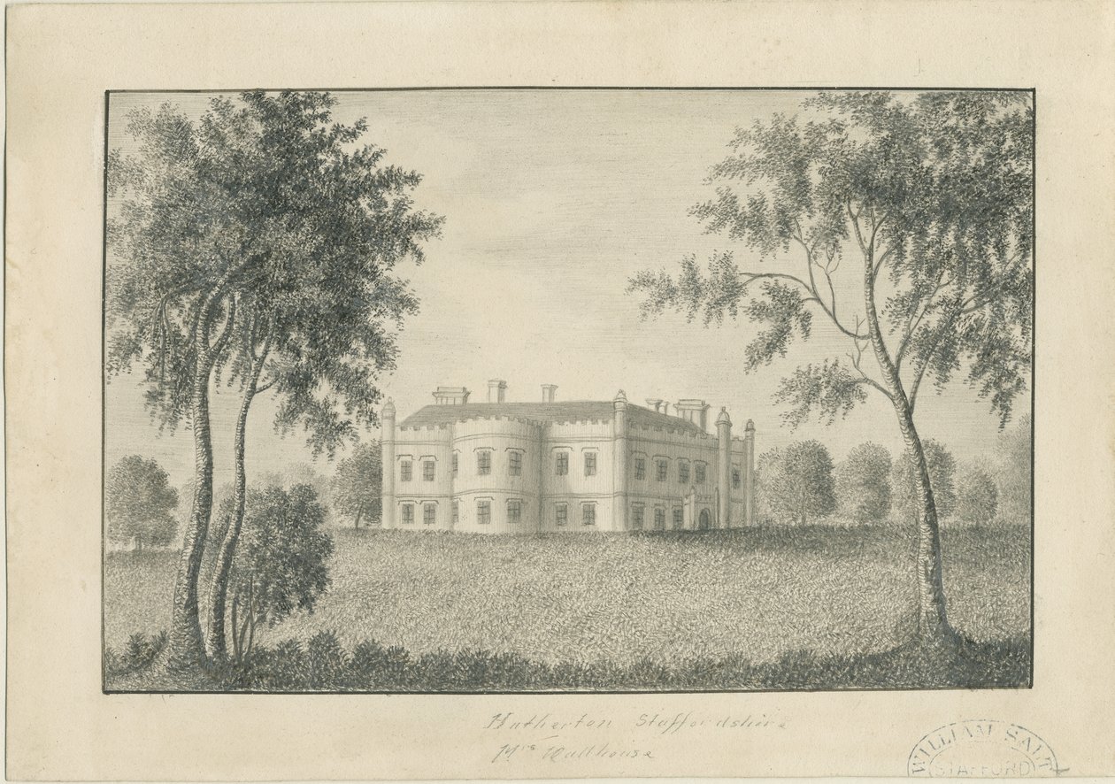 Hatherton Hall: potloodtekening, nd [c 1860] door School English