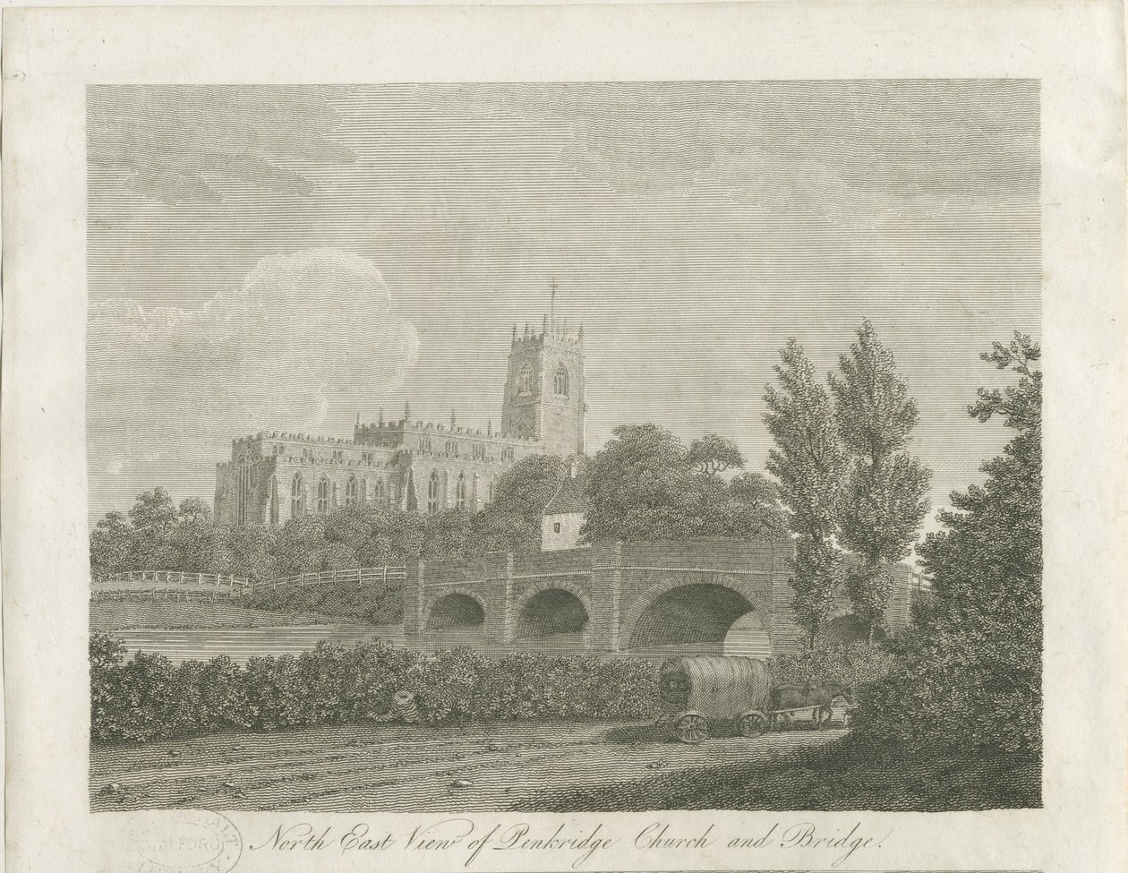 Penkridge Town - Kerk en brug door School English