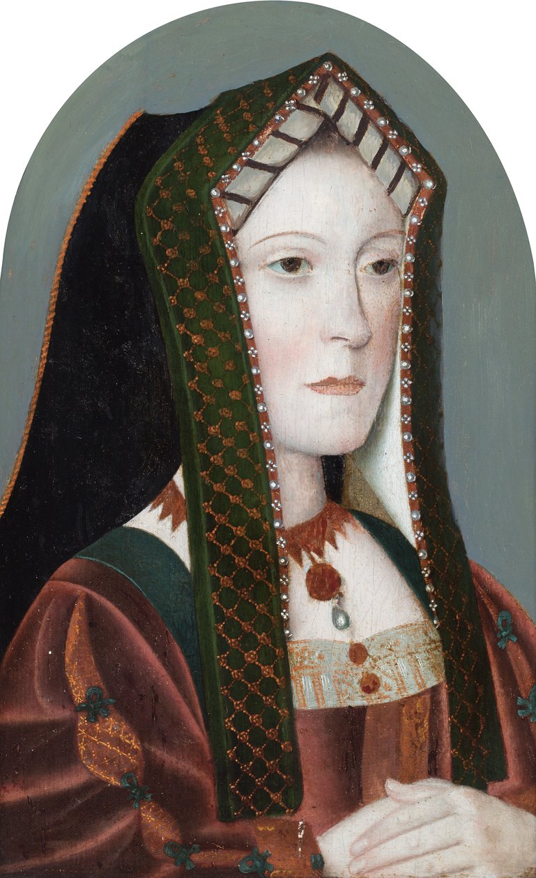 Portret van een dame, naar verluidt Lady Margaret Percy, gravin van Cumberland (olieverf op paneel) door School English