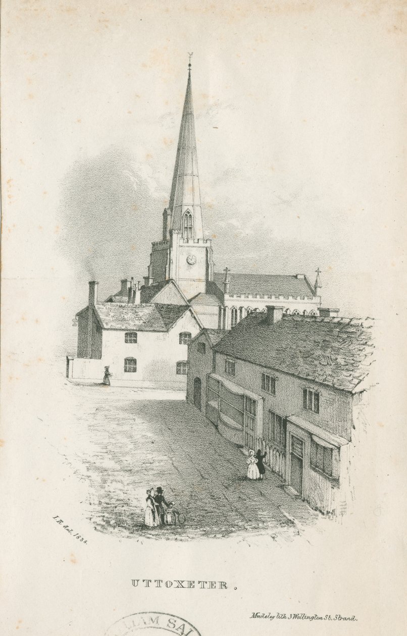 Uttoxeter Church (lithografie) door School English