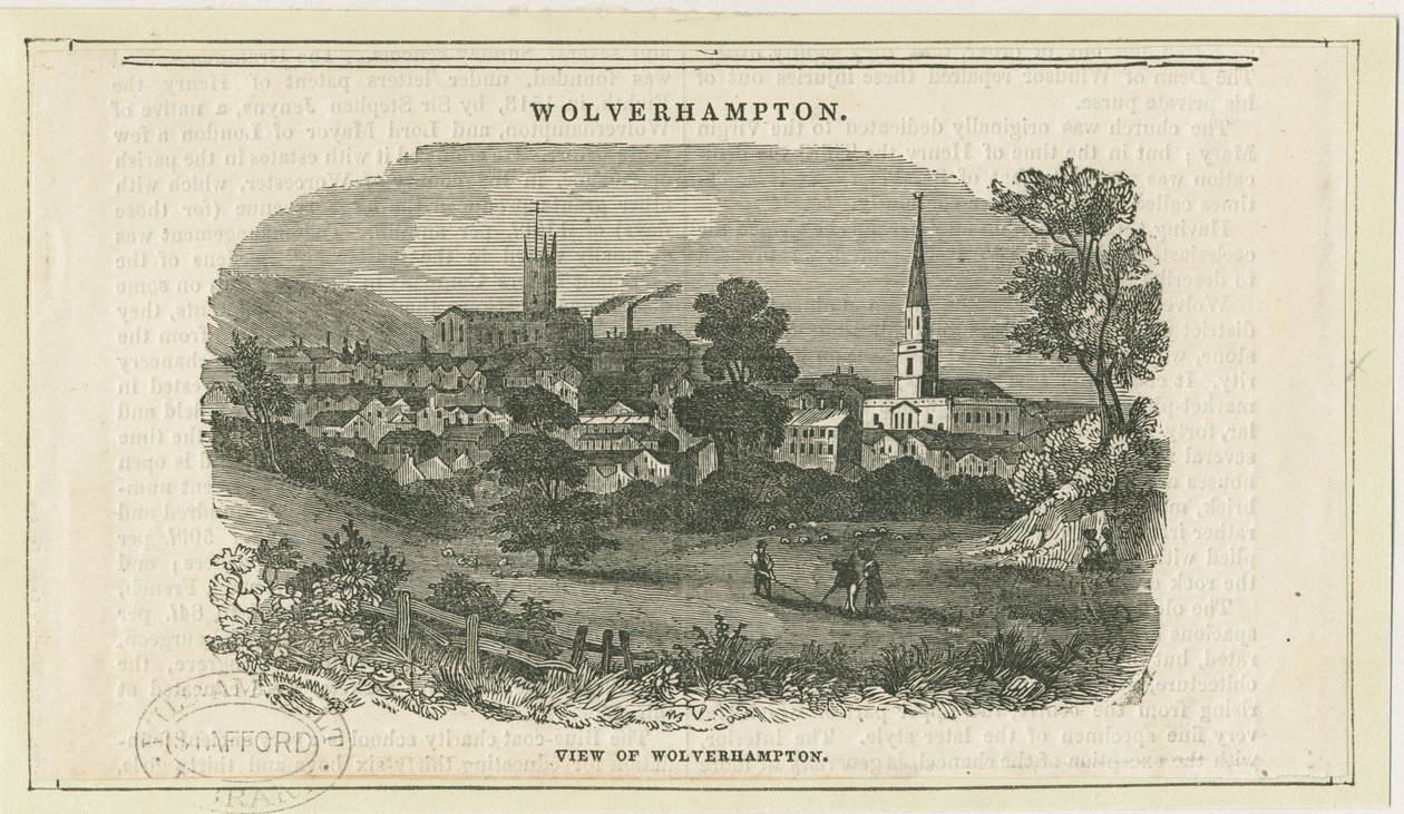 Wolverhampton - Verre uitzicht [vanaf de Penn Road]: houtsnede, nd [19e eeuw] door School English