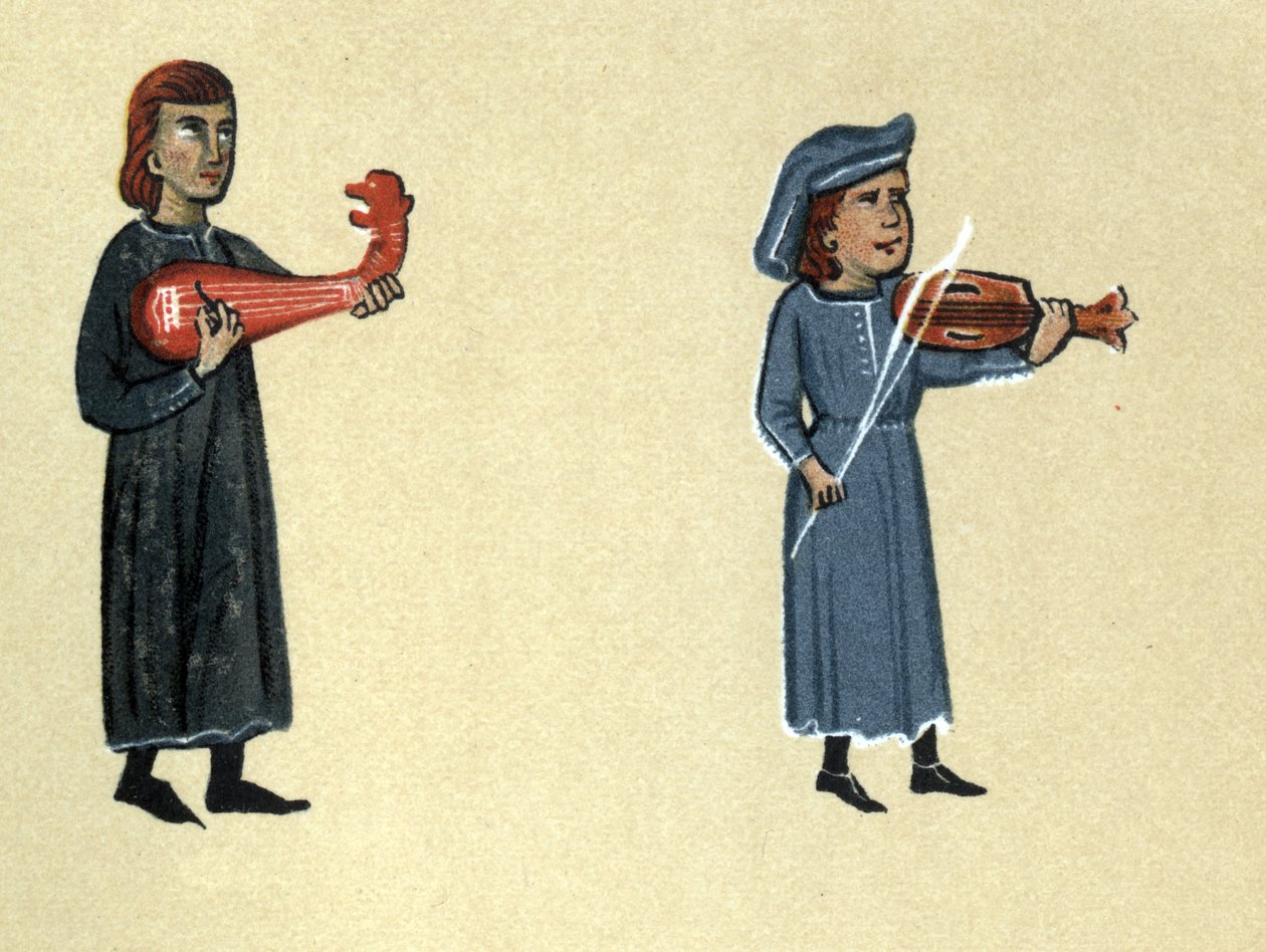 Een troubadour uit de middeleeuwen, illustratie uit 