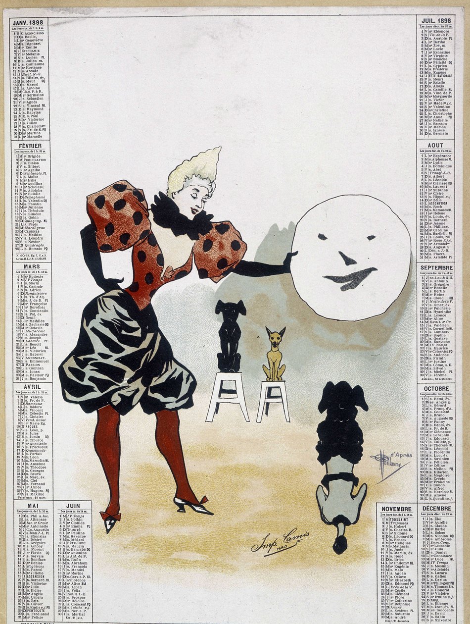 Circus: de geleerde honden - kalender, Arts Deco door School French