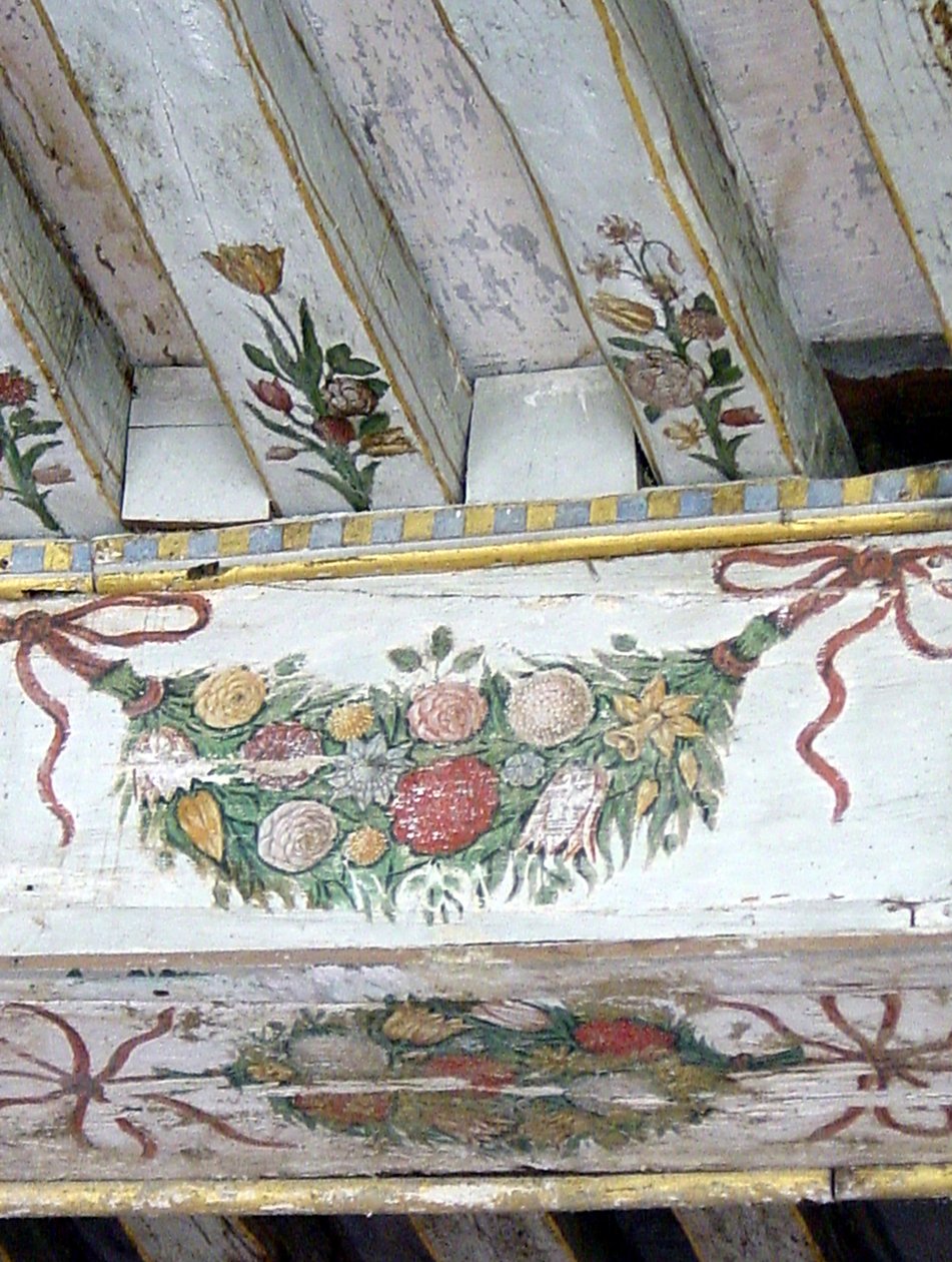 Detail van geschilderde balken door School French