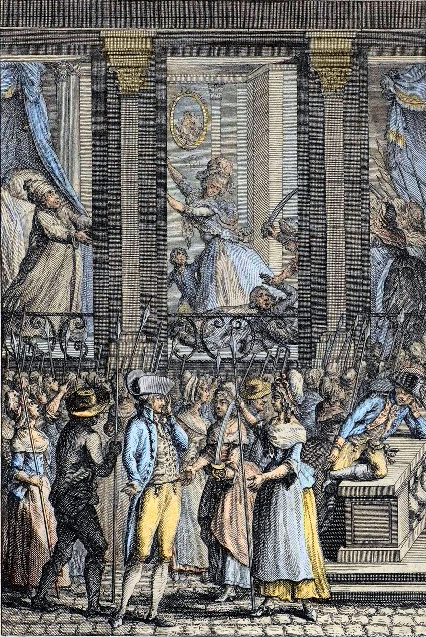 Franse Revolutie - De verschrikkelijke nacht van 5 op 6 oktober 1789 in Versailles - aanval op Louis XVI en Marie Antoinette door School French