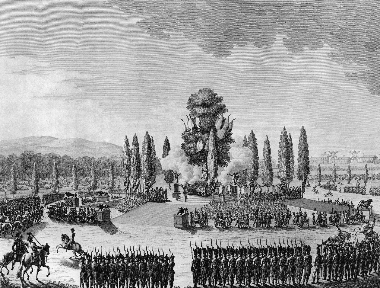 Franse Revolutie: Republikeins feest van de overwinningen op het Champ de Mars in Parijs op 10 Prairial An IV (29 mei) door School French
