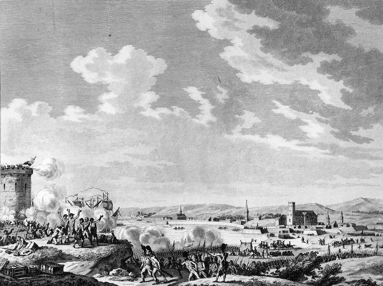 Franse revolutie en anti-revolutionaire bewegingen: Overwinning behaald door de Fransen bij Quiberon op 21 juli 1795 tegen de royalisten en het leger van Groot-Brittannië. Parijs, Bibliotheek van het Instituut voor Geschiedenis van de Revolutie door School French