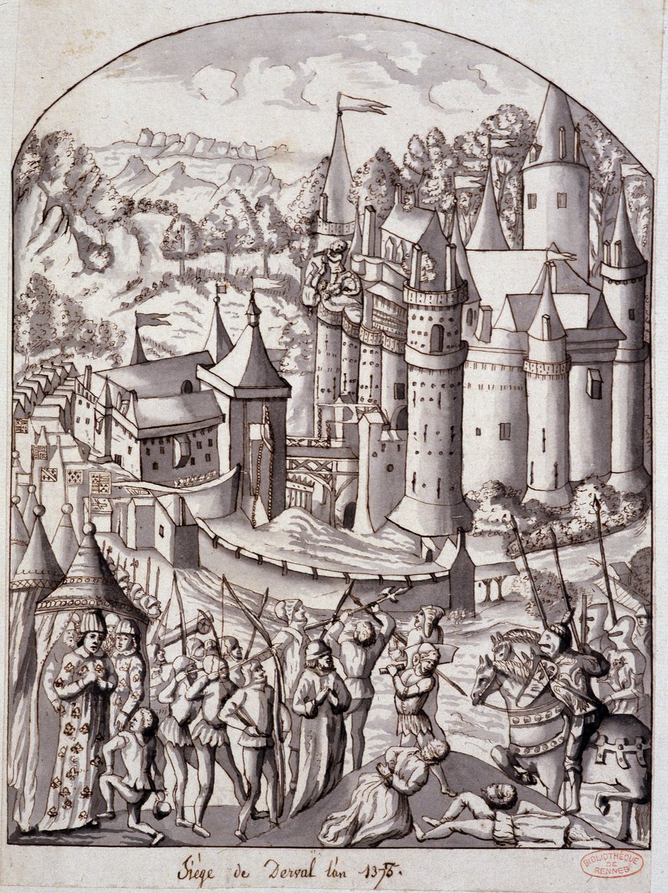 Beleg van Derval (Bretagne) in het jaar 1375 door School French