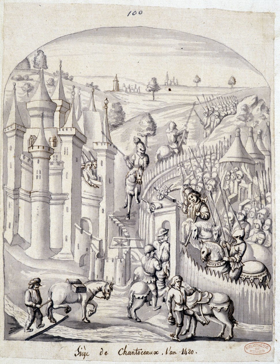 Het beleg van Chantoceaux, in het jaar 1420 door School French