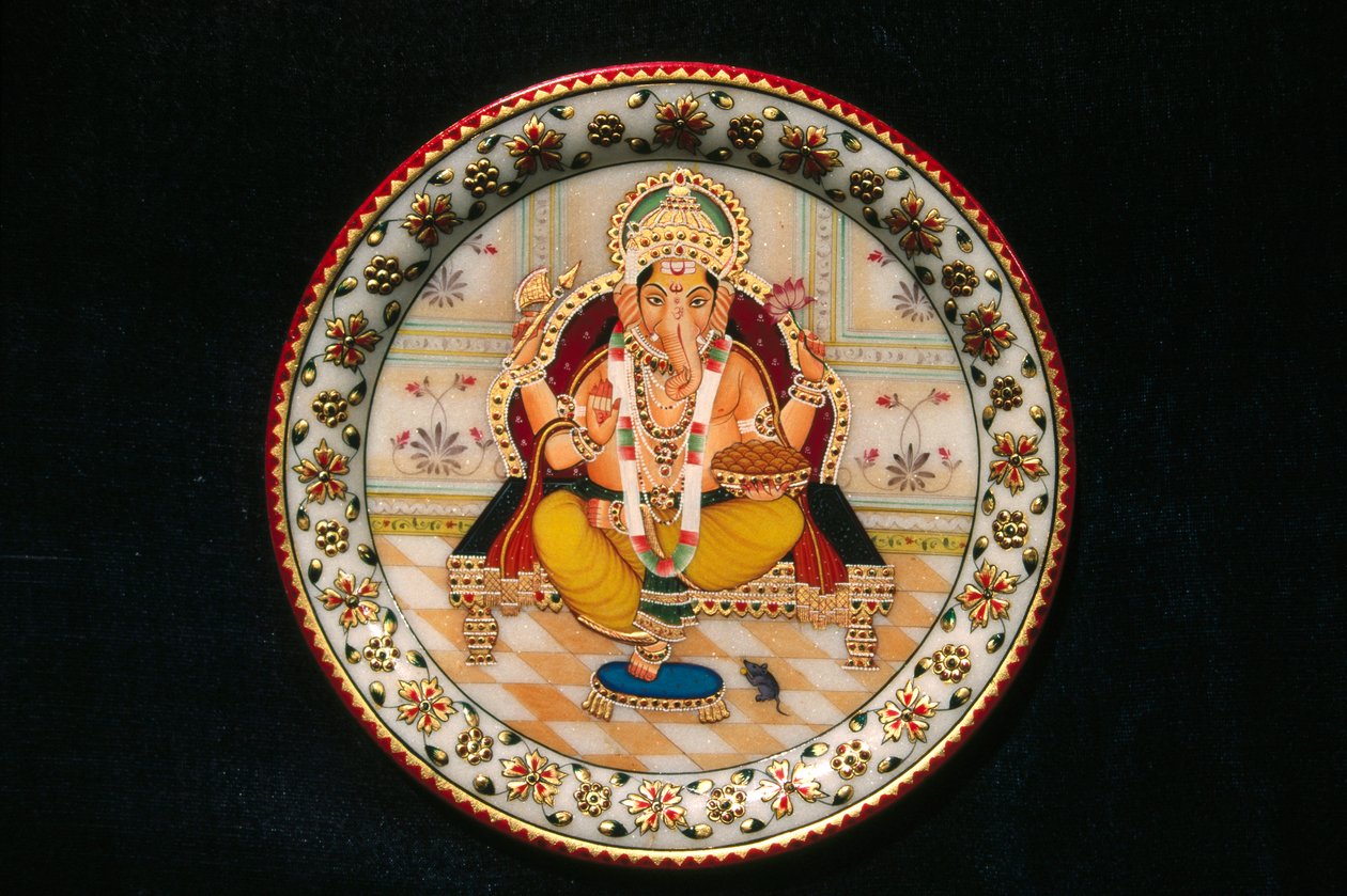 Heer Ganesh Ganpati Miniatuurschilderij op papier door School Indian