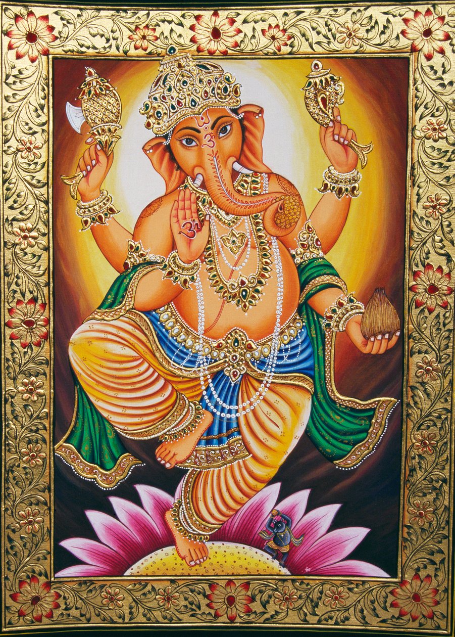 Heer Ganesha Ganpati Miniatuurschilderij op Papier door School Indian