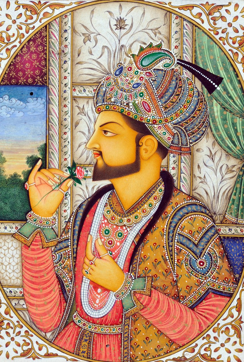 Miniatuurschildering Mogolkeizer Shah Jahan India Azië door School Indian