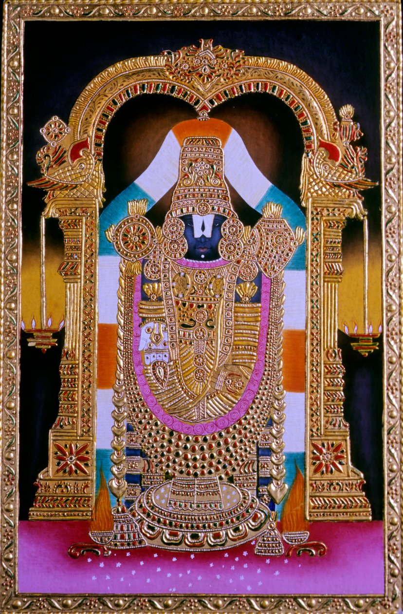 Miniatuurschilderij van Heer Tirupati Balaji, India door School Indian