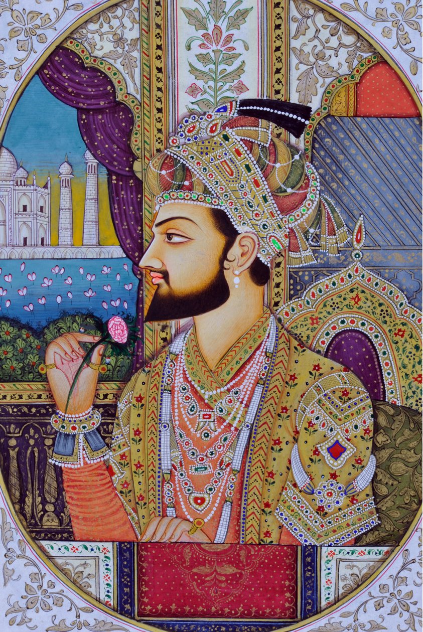 Miniatuurschilderij van Mughal keizer Shah Jahan, India, Azië door School Indian