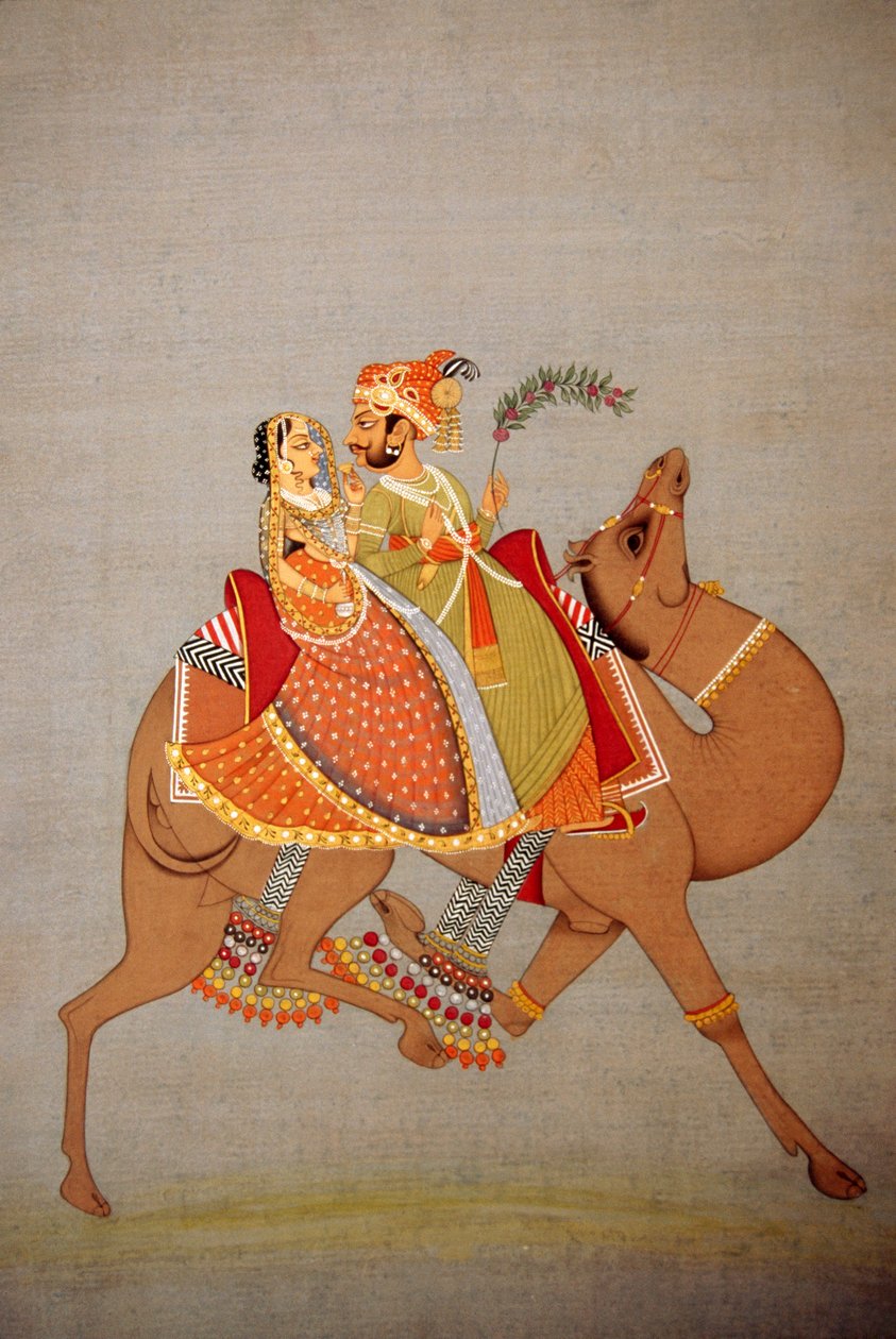 Miniatuurschilderij op papier, Dhala Maru, Rajasthan, India door School Indian
