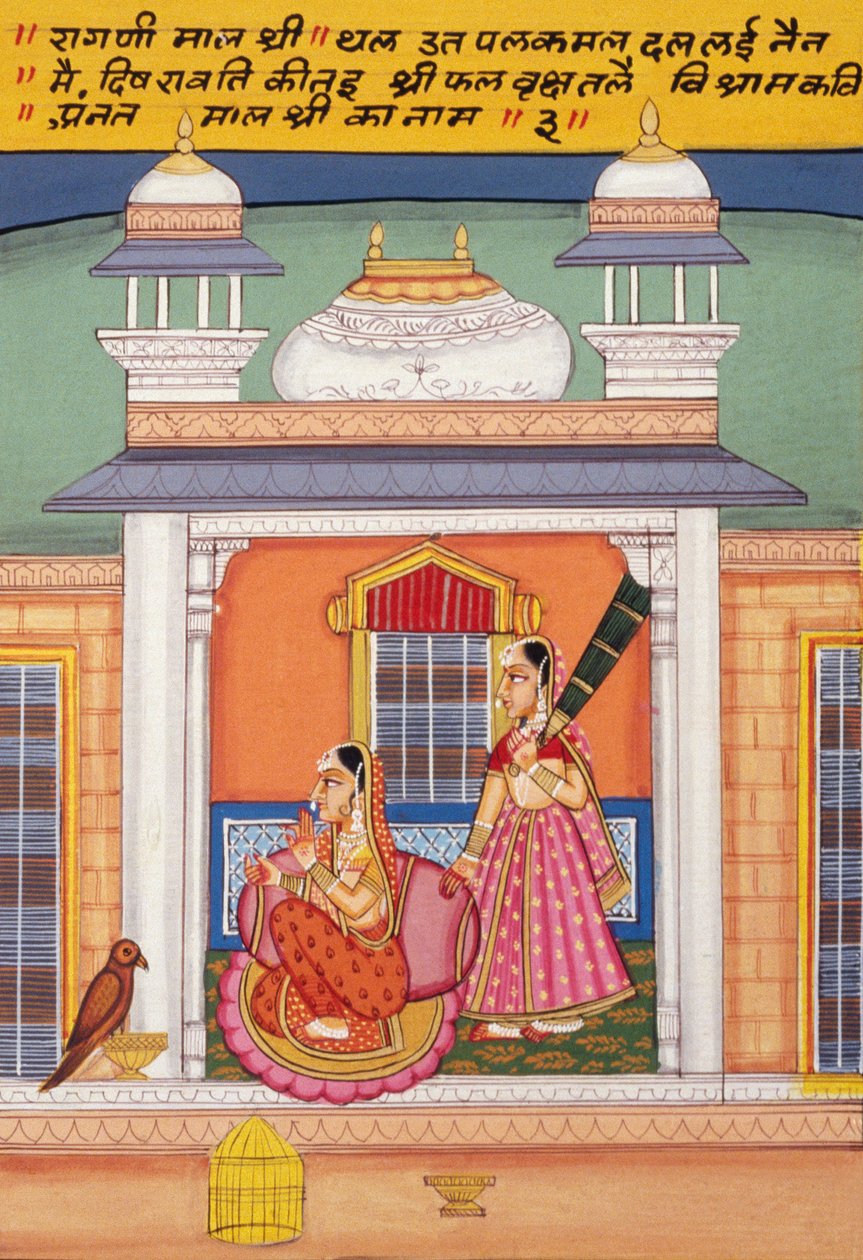 Miniatuurschilderij op papier, Ragini Malshri Nathdwara School door School Indian