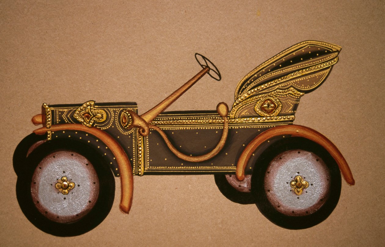 Schilderij van oud koninklijk wagenpatroon, India door School Indian