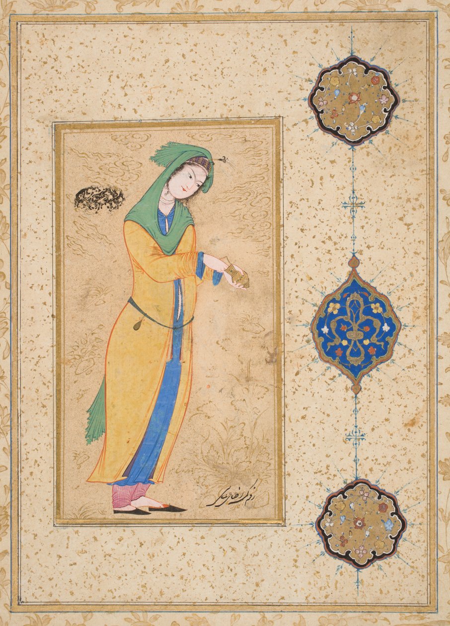 Houri staand in een tuin door School Iranian