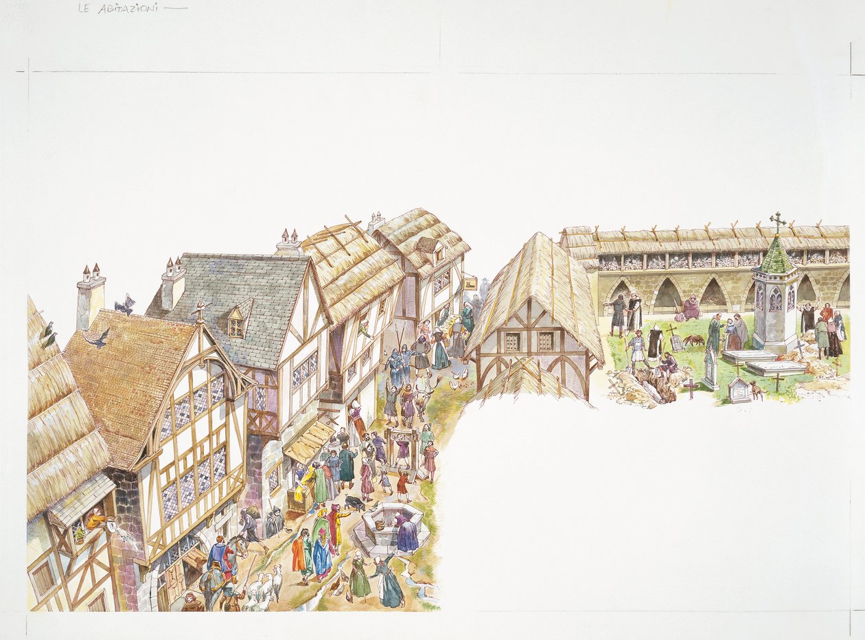 Frankrijk, Middeleeuwen - reconstructie van het dagelijks leven in een dorp door School Italian