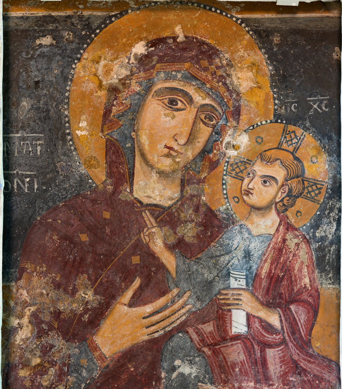 Fresco in de kerk van Santa Maria della Palomba door School Italian