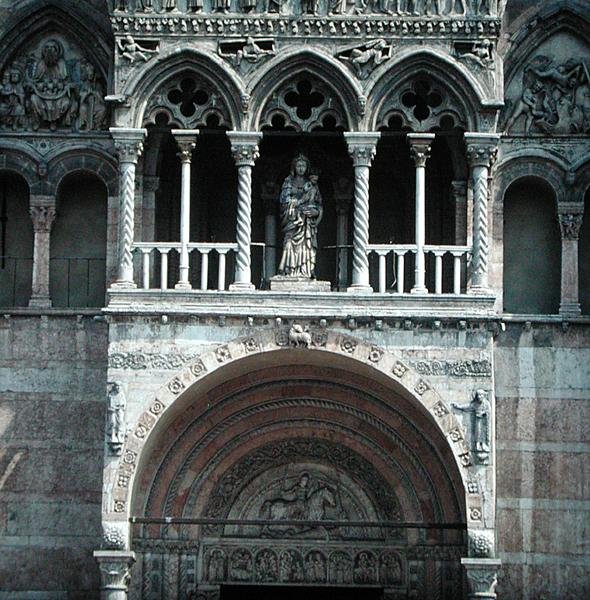 Westgevel, begonnen in de jaren 1130 en voltooid in de 15e eeuw (detail) door School Italian