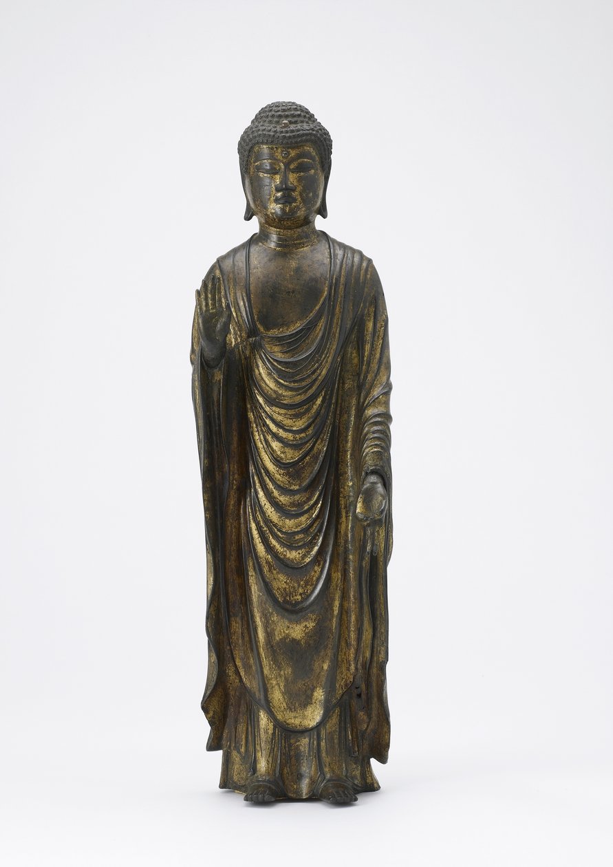 Amitabha Boeddha (Amida) de Boeddha van Oneindig Licht, Kamakura-periode (verguld brons) door Japanese School