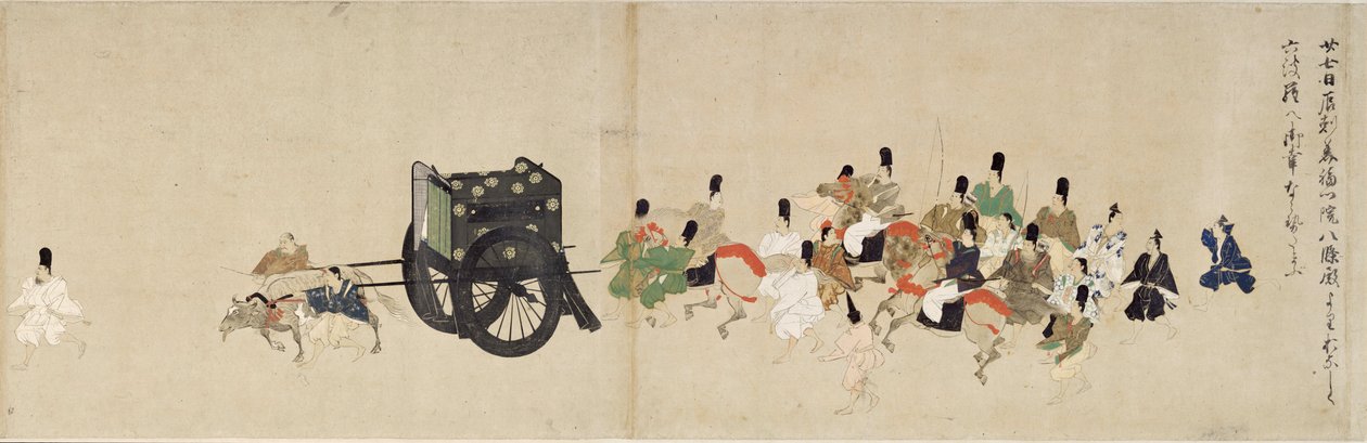 Geïllustreerd verhaal van de Heiji-opstand (1159-1160) (Keizerlijk bezoek aan Rokuhara) - Vijfde rol door School Japanese