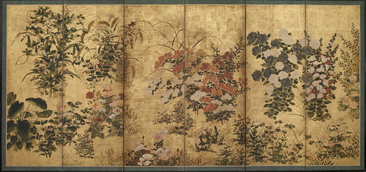 Zomer- en herfstbloemen, Edo Periode door Japanese School