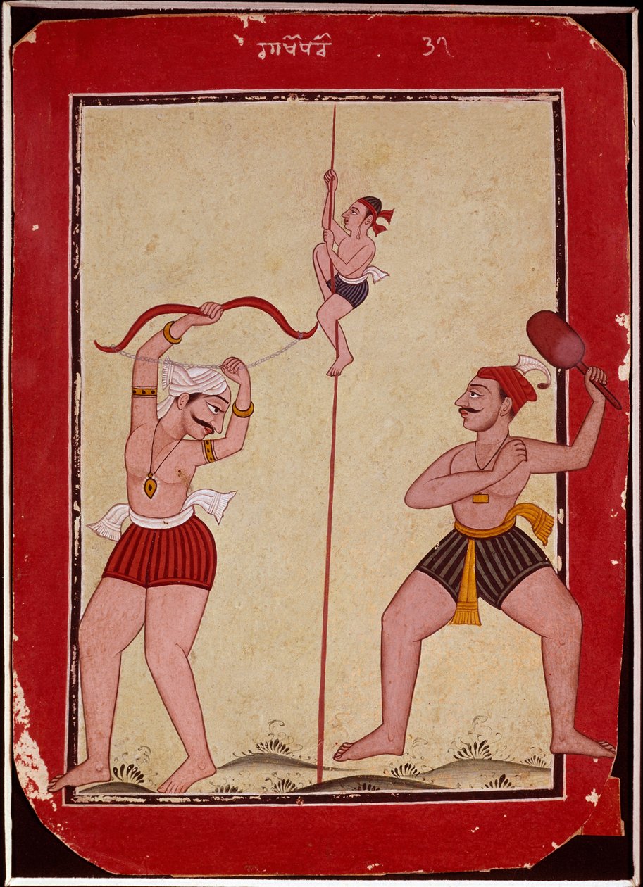 Drie atleten tijdens training (miniatuur) door School Mughal