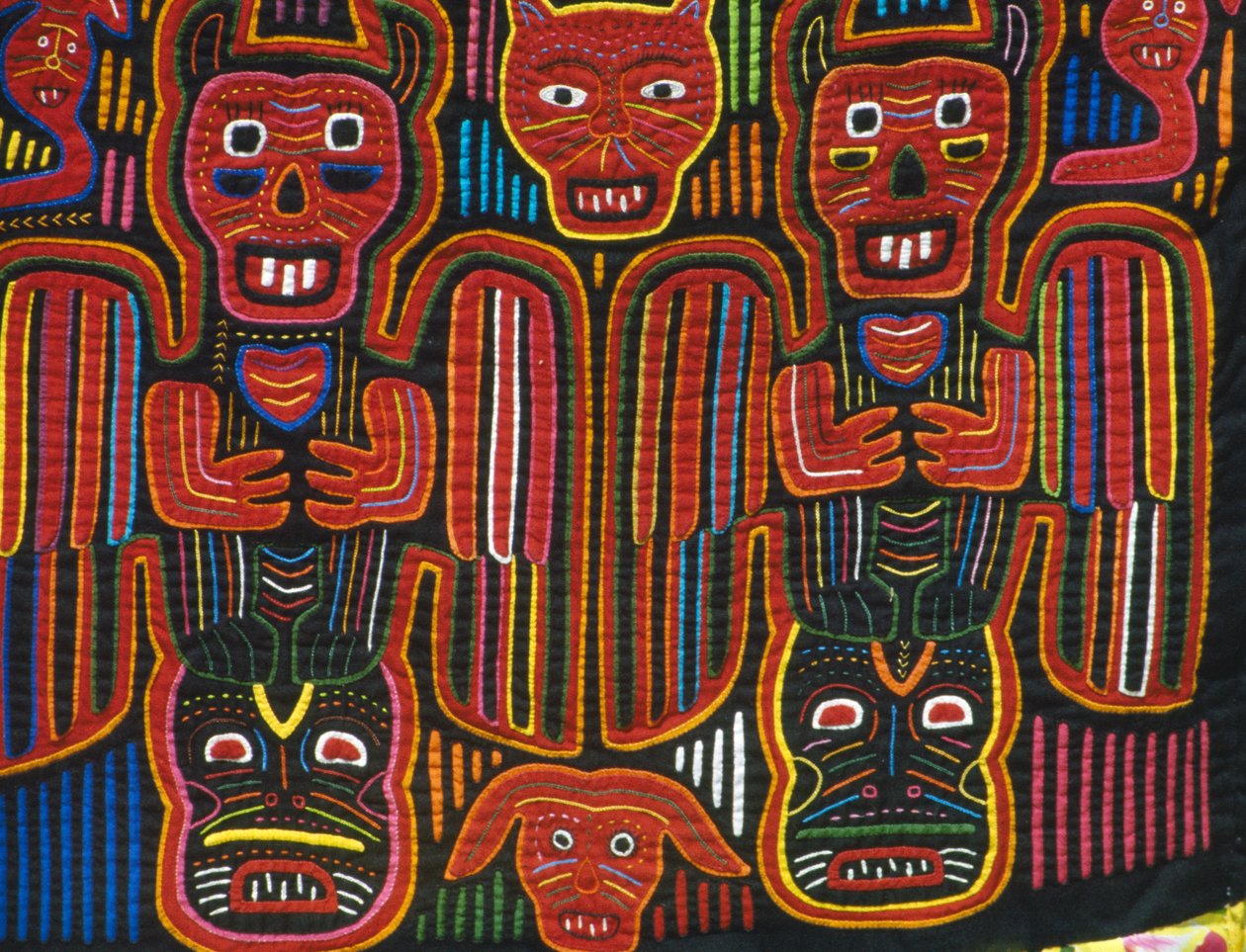Handgenaaid gekleurd katoen, San Blas Archipel, Republiek Panama (detail) door School Panamanian