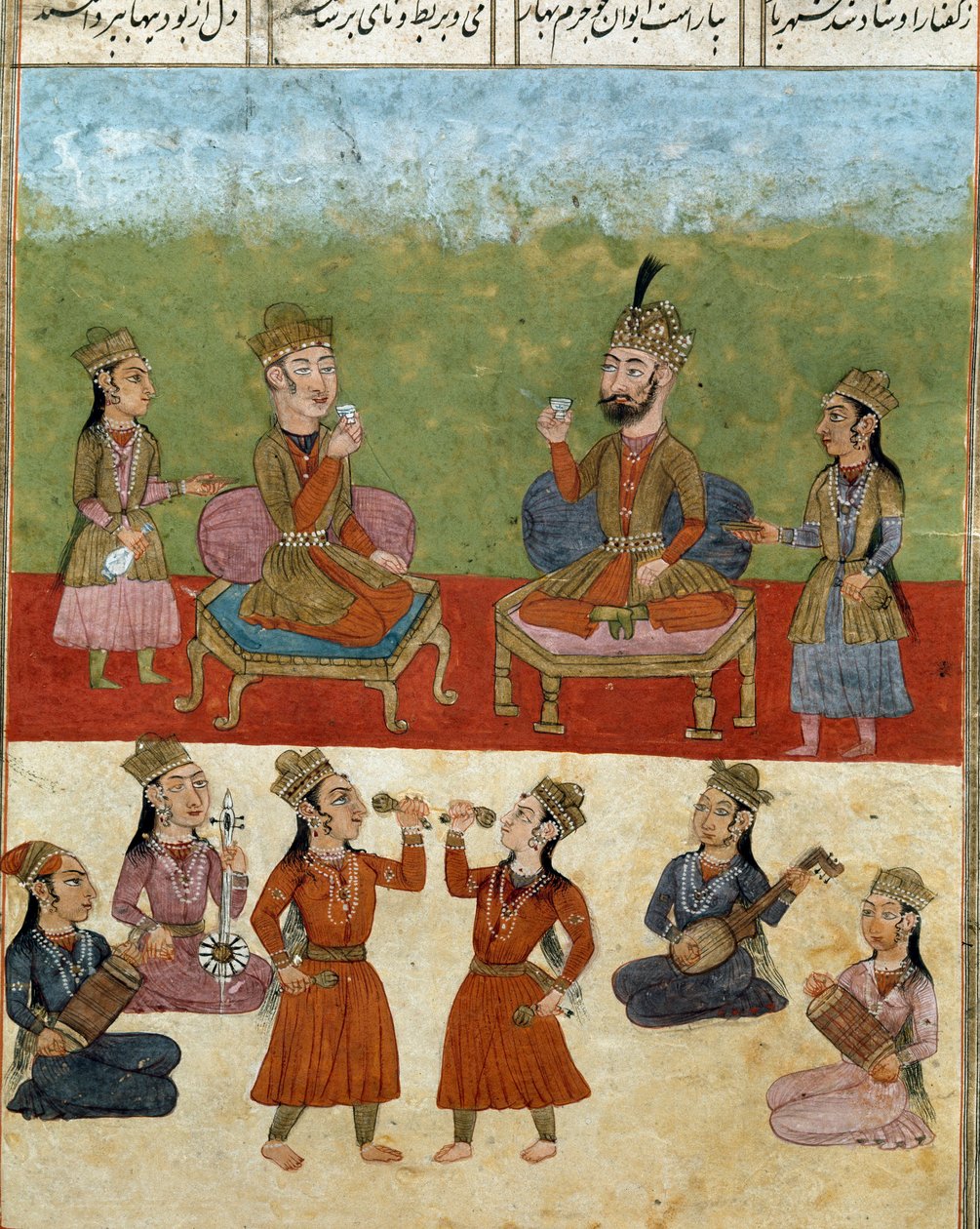 Islamitische kunst: concert en vermaak in een harem door School Persian