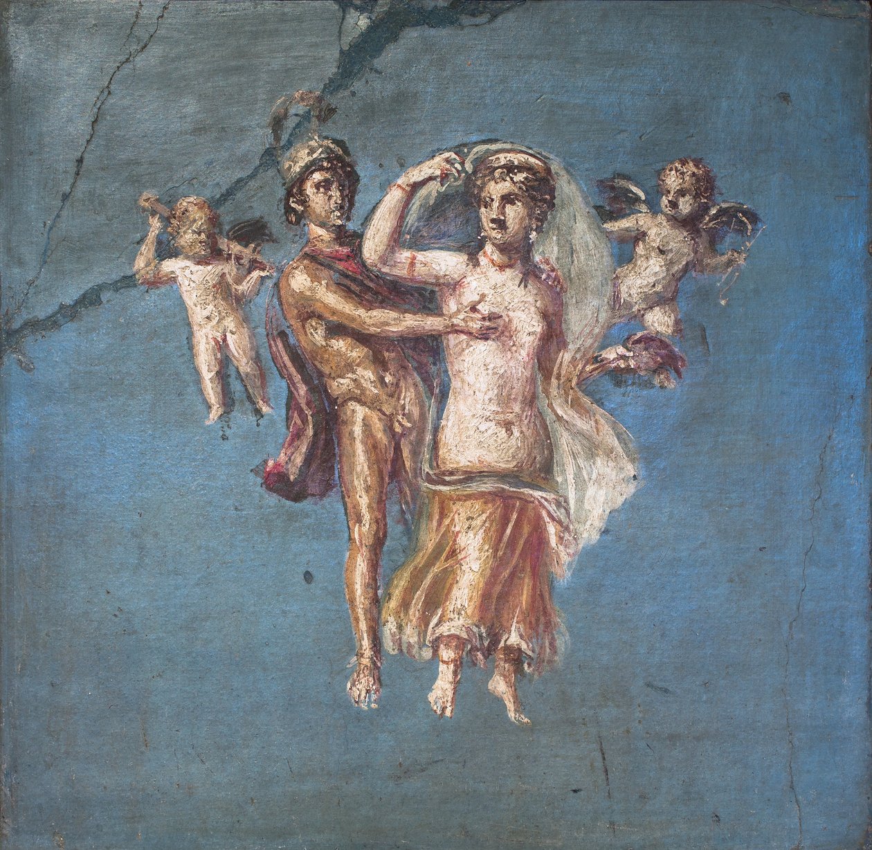 Mars en Venus op een blauwe achtergrond, Herculaneum door School Roman