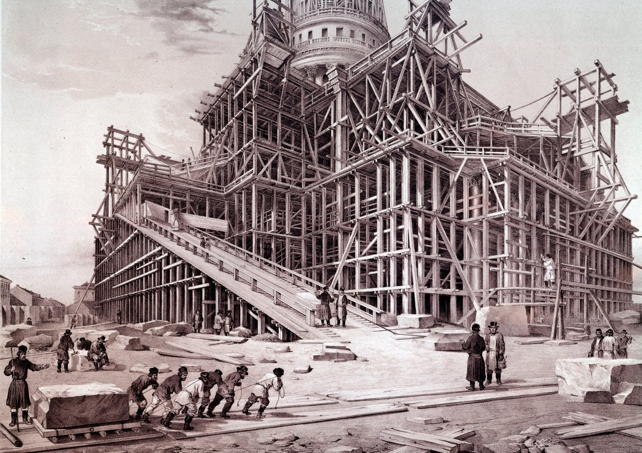 Bouw van de kerk van het Winterpaleis (Sint-Petersburg) door School Russian