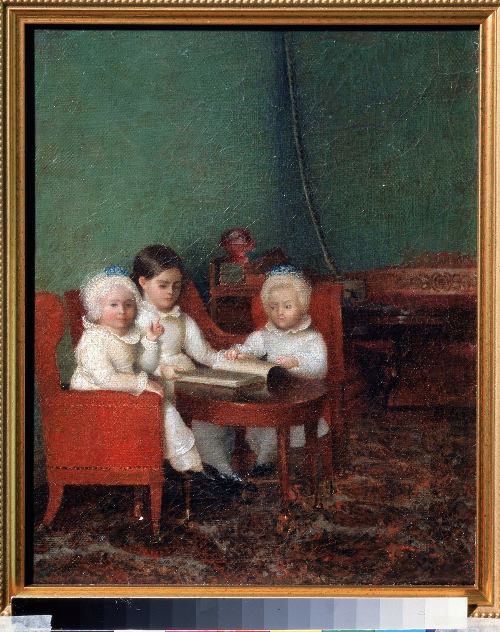 Kinderen in een interieur door School Russian