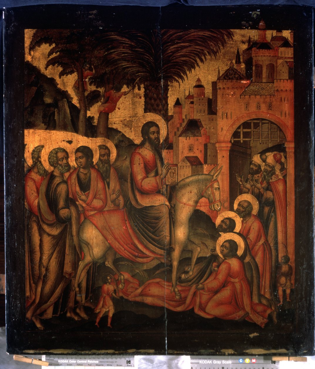 De intocht van Christus in Jeruzalem door School Russian