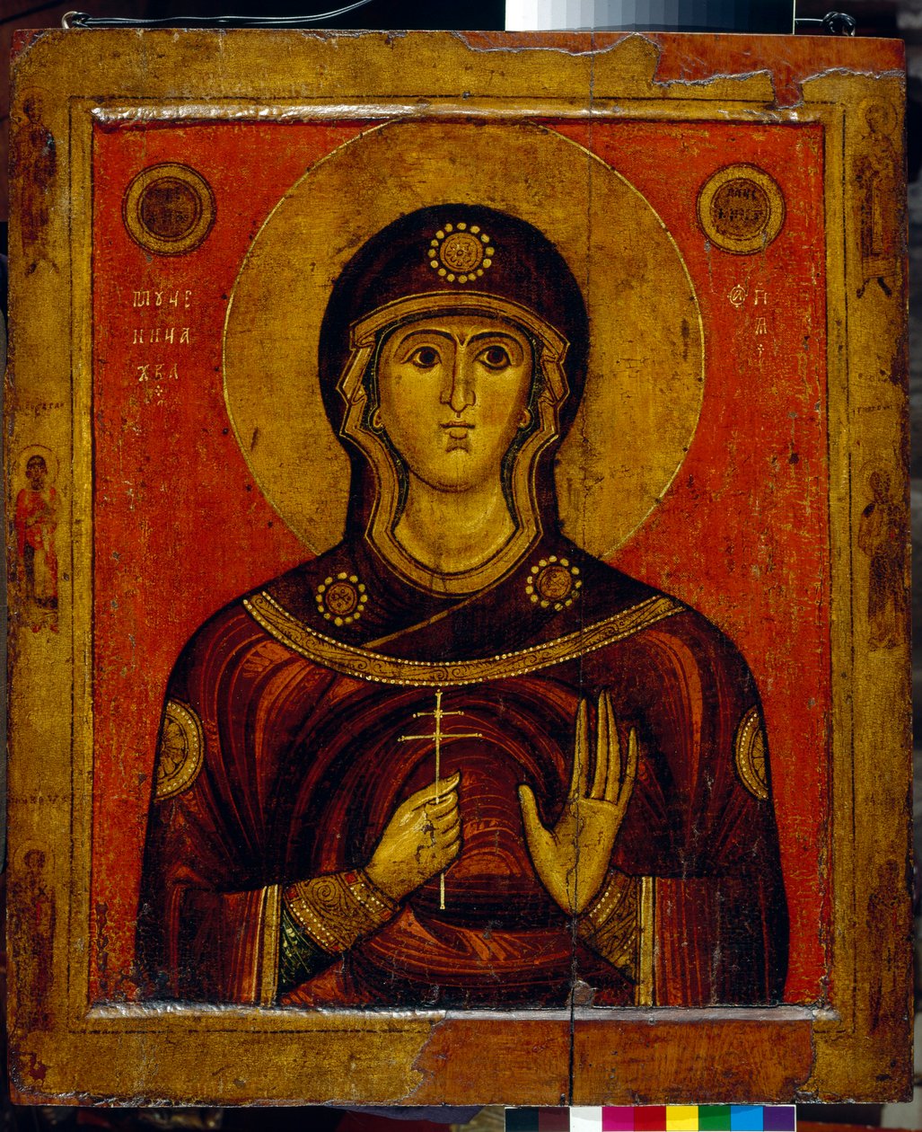 Heilige Juliana van Nicomedië (begin 4e eeuw) - Icoon van de Novgorod-traditie (Rusland), tempera op hout, begin 13e eeuw door School Russian