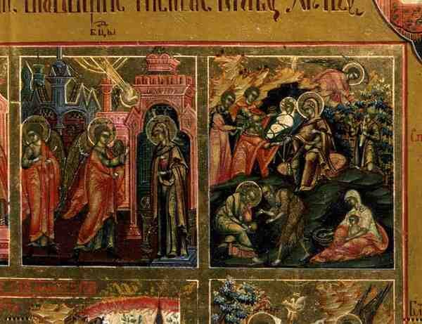 De Opstanding en Neerdaling in de Hel, detail door School Russian