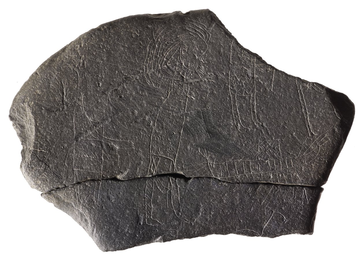 Gijzelsteen, van het vroegmiddeleeuwse eilandklooster, Inchmarnock, Bute, Schotland, c.8e-9e eeuw na Chr. door Scottish School