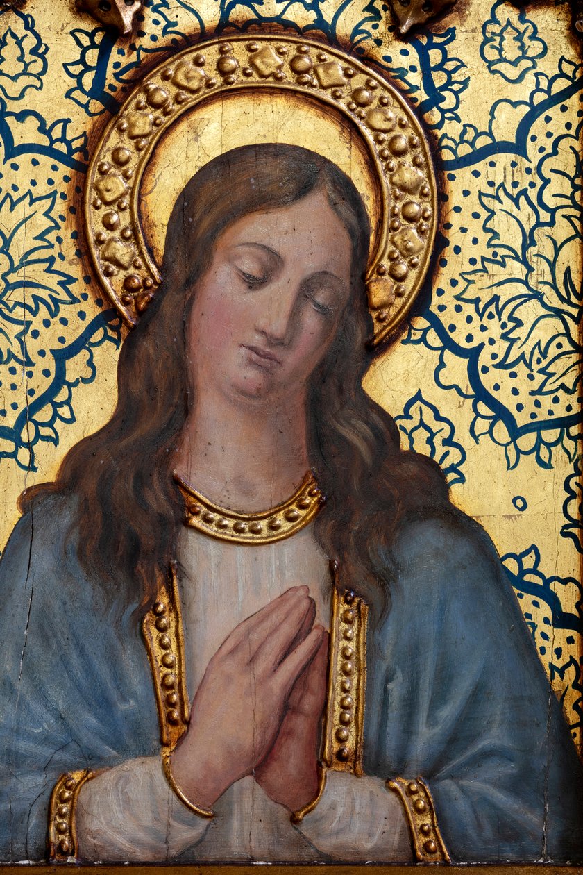 Hermitage (Ermita de Nuestra Señora de La Plaza). Interieur. Het altaar. Detail. Altaar (schilderij) door School Spanish