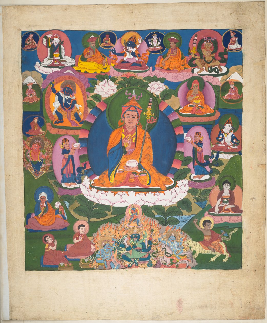 Een van 12 tekeningen die Tibetaanse godheden afbeelden door een Tibetaanse kunstenaar, waarschijnlijk in Lhasa, ca.1800 door School Tibetan