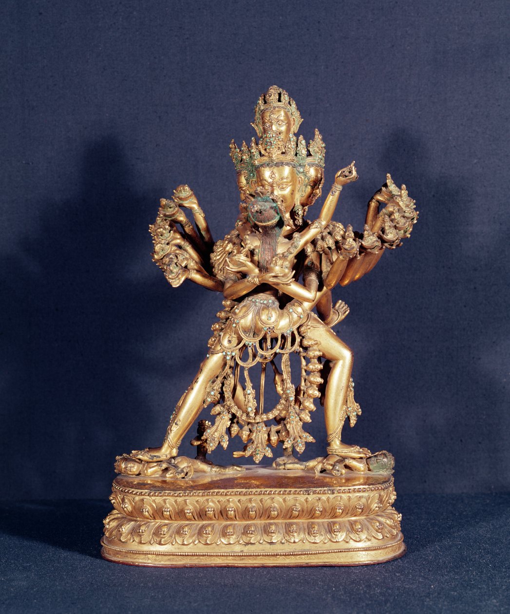 Hevajra en Nairatmya (verguld brons met zilver inleg) door School Tibetan